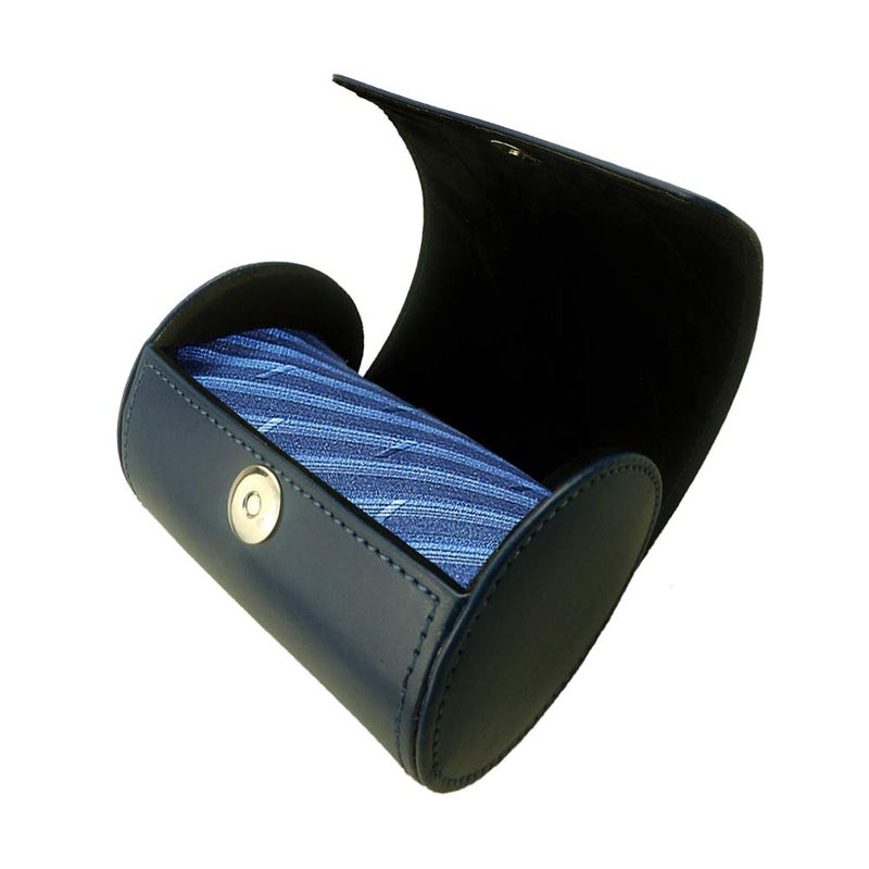 WAJJ Men's Necktie Travel Case, Tie Anti-Wrinkle Organizer Box - Formal Cylinder Shape (Blue) - Image 3